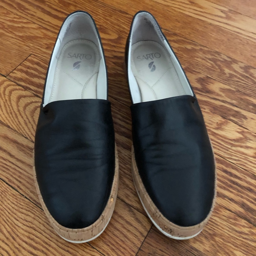 Sarto leather slip on with cork sole sz 9